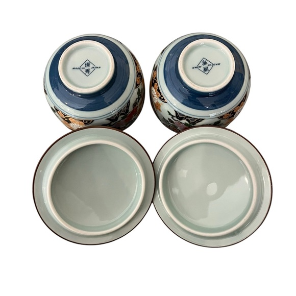 Arita Ware Floral Porcelain Tea Cup & Lid | Trinket Jars Made In Japan-Set of 2 - Picture 7 of 11